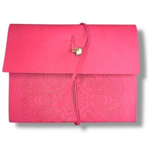 Fuchsia Pink Boho Journal Leather Fold Over Mandala Bohemian Travel Hippie